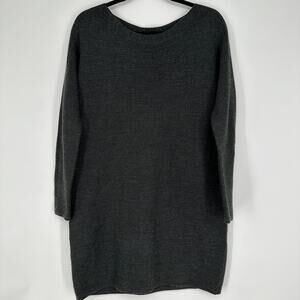 ASOS Boat Neck Long Sleeves Grey Ribbed Womens Sweater Dress Sz 4